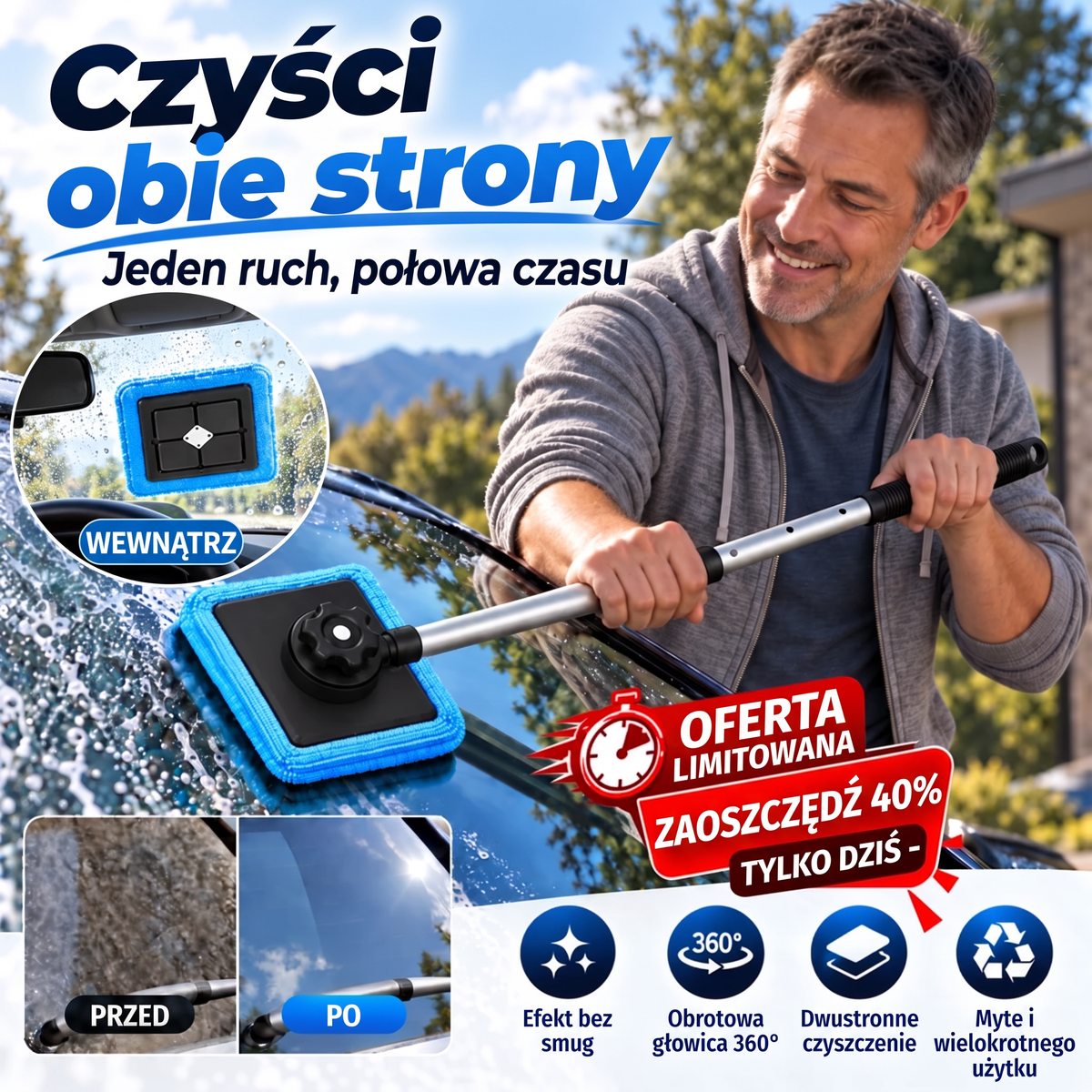 🚔Wszechstronny magnetyczny czyścik do szyb — dwustronne czyszczenie, zmywalne wkłady i zastosowanie w domu oraz samochodzie | Jeden zestaw. Czystsze szyby. Mniej wysiłku. 🚢